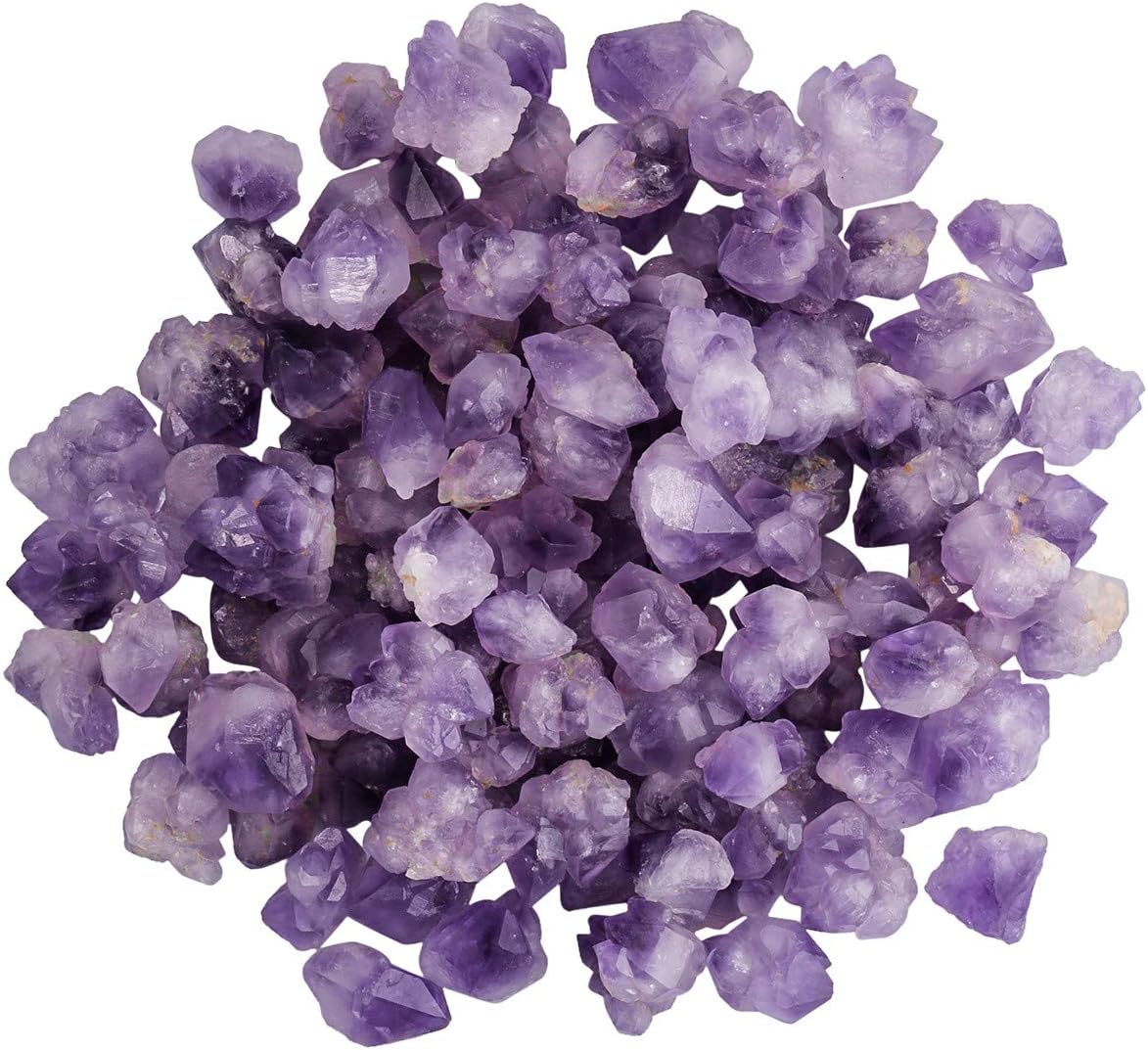 SUNYIK Natural Amethyst Rough Stone, Irregular Raw Crystal Point Loose Gemstone for Healing Reiki Jewelry Making Decoration 0.7”-1.5” 0.5lb (33-40 pcs)