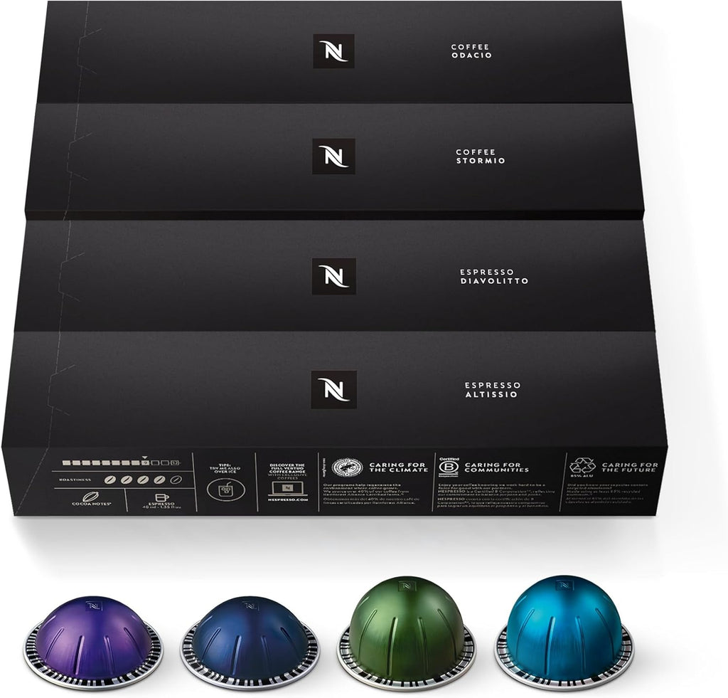 Nespresso Capsules Vertuo, Intense Variety Pack, Dark Roast Coffee, 40-Count Coffee & Espresso Pods, Brews 7.8oz. and 1.35oz.
