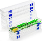 8 Pack Plastic Paint Brush Holder, 13" Long Translucent Watercolor Pens Pencils Case with Buckle Design, Paintbrush Drawing Tools Storage Box Container with Hinged Lid for Artist Art Craft