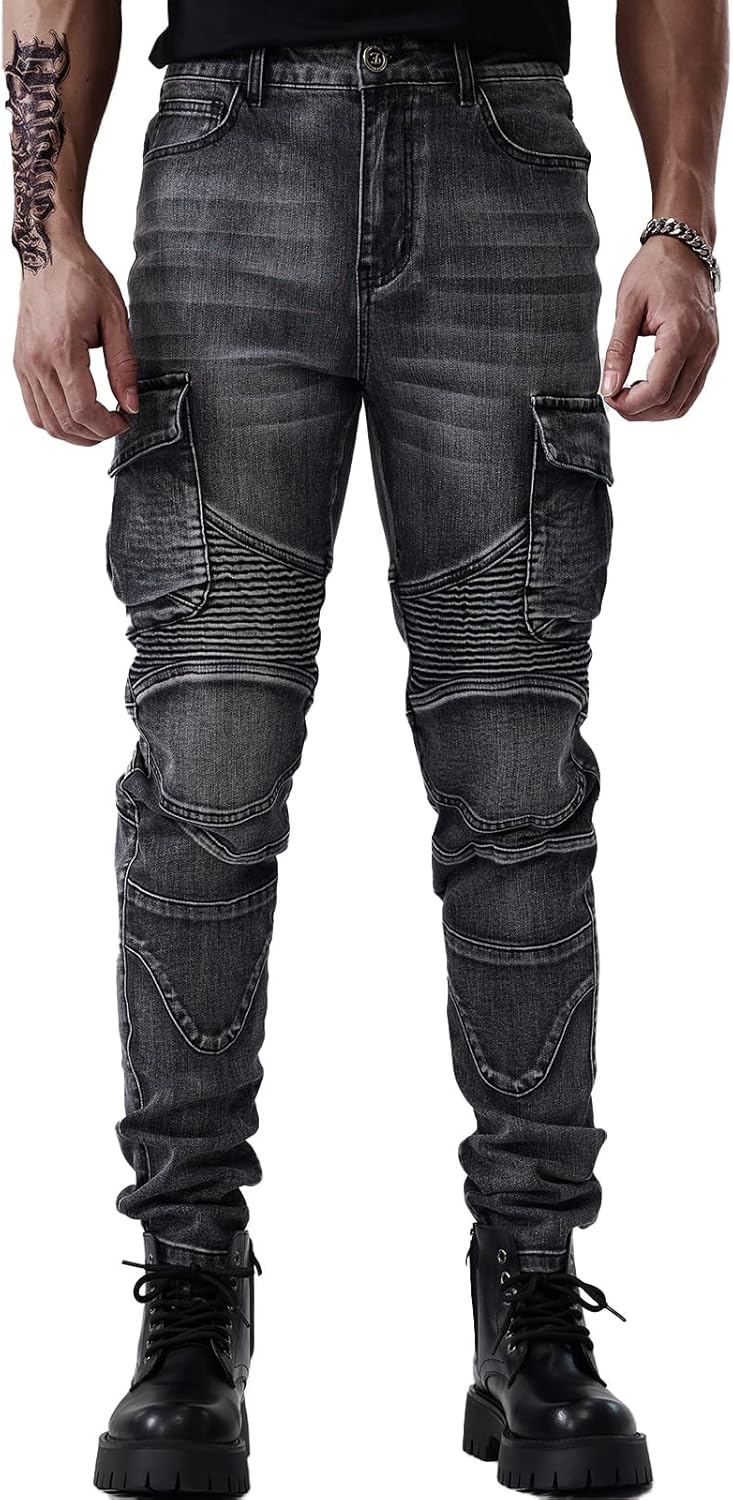 Motorcycle Pants & Motorcycle Casual Jeans Comfortable Stretch Slim Motorcycle Riding Pants All Season Relaxed Jeans for Men