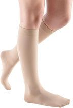 Mediven Comfort Women’s 20–30 mmHg Knee High Compression Stockings, Closed Toe, Semi-Transparent, Soft & Breathable Support for Leg Circulation, Work & Travel, III, Petite, Sandstone