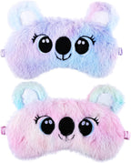 2 Pcs Plush Eye Mask Soft Sleeping Blindfold Eye Cover Comfortable Cute Animal Sleeping Mask Satin Nap Night Eyeshade Cover for Women Men Gift (Colorful, Koala Style)