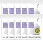 simplehuman Code R 200 Count, Dispenser Pack Custom Fit Liners, Drawstring Trash Bags, 10 Liter / 2.6 Gallon, White