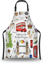 Barista Apron Women London Elements British Symbols Fun Aprons for Men for Kitchen Cooking Restaurant BBQ Painting Crafting Gardening 27” (W) x 31” (H), Waterproof Apron