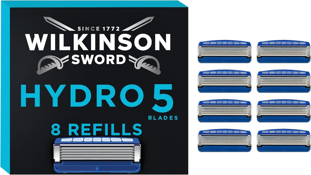 Wilkinson Sword Hydro 5 Skin Protection Regular – Razor Blades for Men, Blue, Pack of 8