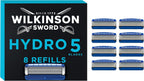 Wilkinson Sword Hydro 5 Skin Protection Regular – Razor Blades for Men, Blue, Pack of 8