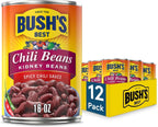 BUSH'S BEST 16 oz Canned Spicy Dark Red Chili Beans, Source of Plant Based Protein and Fiber, (Pack of 12)