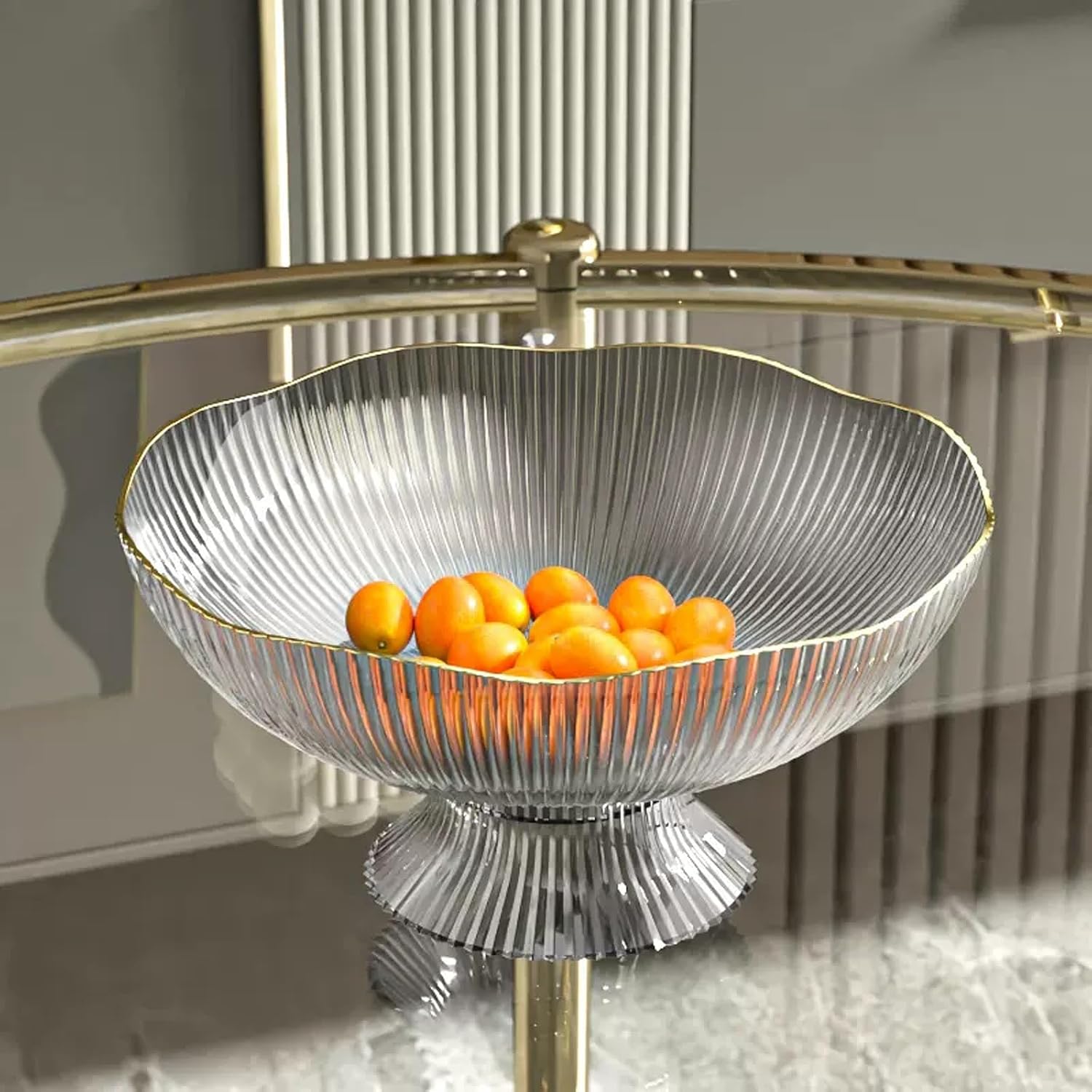 Fruit Bowls Fruit Tray Home Living Room Coffee Table Fruit Basket Candy Tray Snack Placement Tray Snack Tray with Base Fruit Basket (Color : Gris)