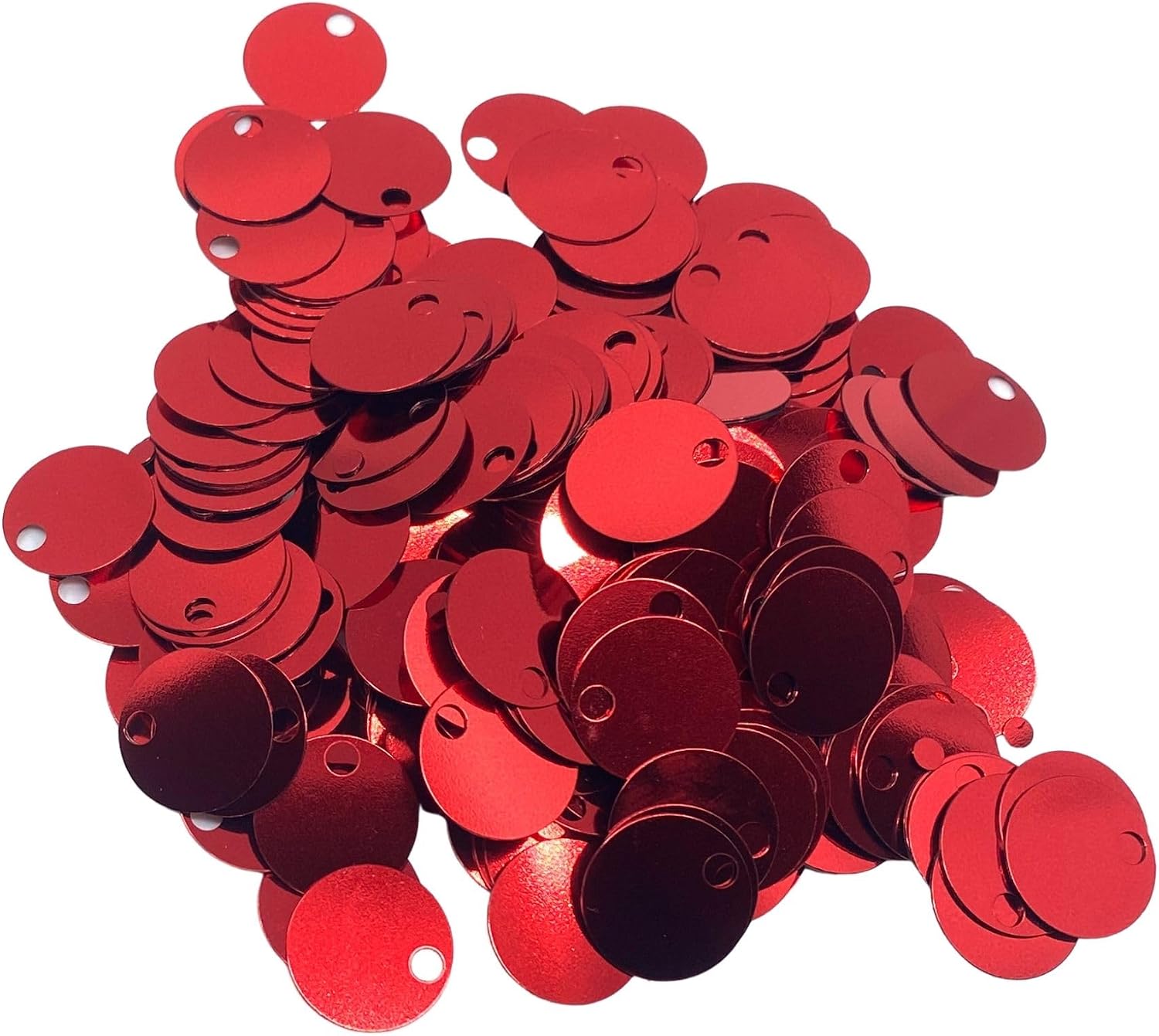 10/20/30 mm Flat Round Sequin Paillettes, Hole 4 mm Mix Color Assortment Acrylic Sequin - 1,76 Ounce (50 Grams) - 20mm Red