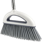 Angle Broom for Hardwood Floors - Soft Bristled Kitchen Broom, Indoor & Office Use (Off White)