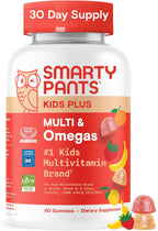 SmartyPants Kids Multivitamin Gummies with Omega 3 DHA/EPA, Vitamins D3, C, B12, B6, A, K, and Zinc, Gluten Free, Clean Label, Three Fruit Flavors, 60 Gummies (30 Day Supply)