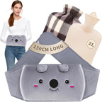 Hot Water Bag, Hot Water Bottle wtih Cover, 2L Rubber Warm Hot Water Bottles Pouch with 130cm Long Soft Waist Cover for Neck, Shoulder, Back, Hand, Legs and Period Pain Relief