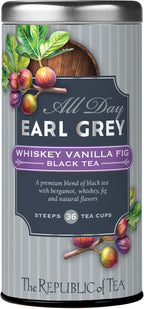 The Republic of Tea – All Day Earl Grey Whiskey Vanilla Fig Black Tea, Naturally Caffeinated, 36 Tea Bags