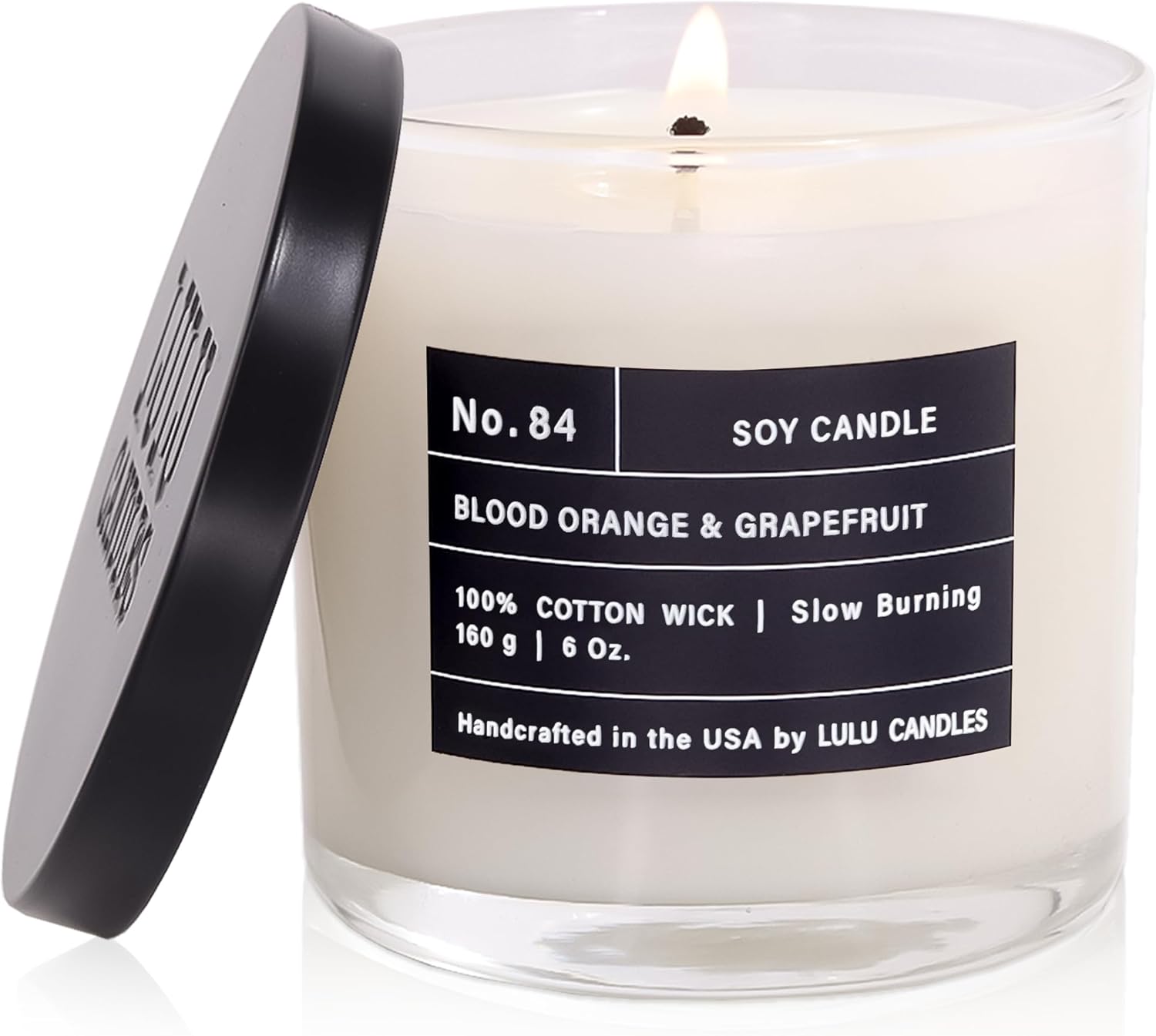 Lulu Candles | Blood Orange & Grapefruit | Luxury Scented Soy Jar Candle | Hand Poured in The USA | Highly Scented Long Lasting (6 Oz.)