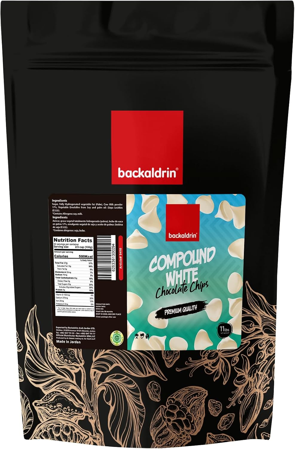 Premium White Chocolate Chips - Smooth Chocolate Chips for Baking Cookies, Brownies, Cakes & Desserts - Creamy White Chocolate - 11 lb (5 kg) Bulk Professional Size