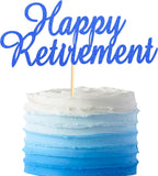 Happy Retirement Cake Topper Retired Cake Pick Retirement Theme Birthday Party Cake Decorations Supplies - Dark Bule Glitter