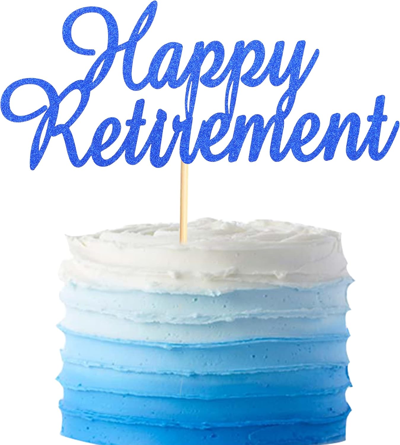 Happy Retirement Cake Topper Retired Cake Pick Retirement Theme Birthday Party Cake Decorations Supplies - Dark Bule Glitter