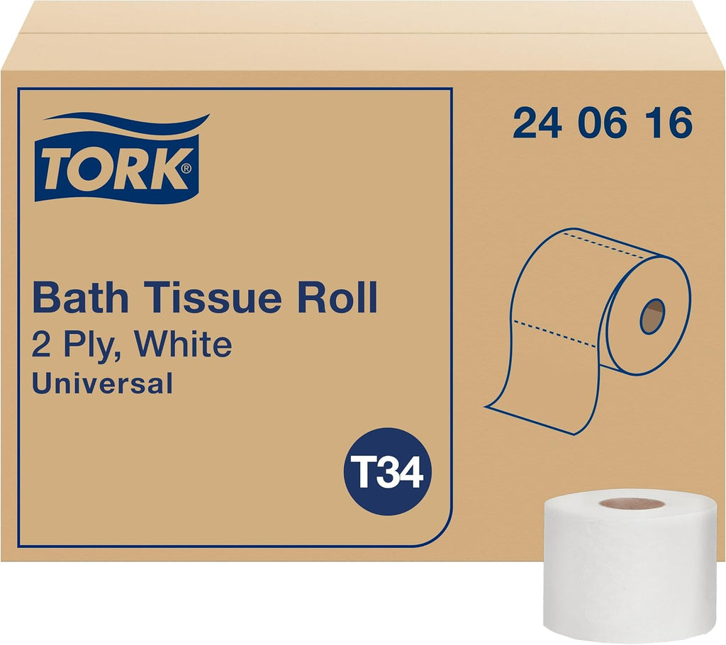 Tork Toilet Paper Roll White T34, Universal, 2-ply, 48 x 616 sheets, 240616
