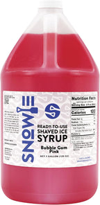 SNOWIE - Shaved Ice Snow Cone Ready to Use Syrup - Gallon (Flavor: Bubble Gum Pink)