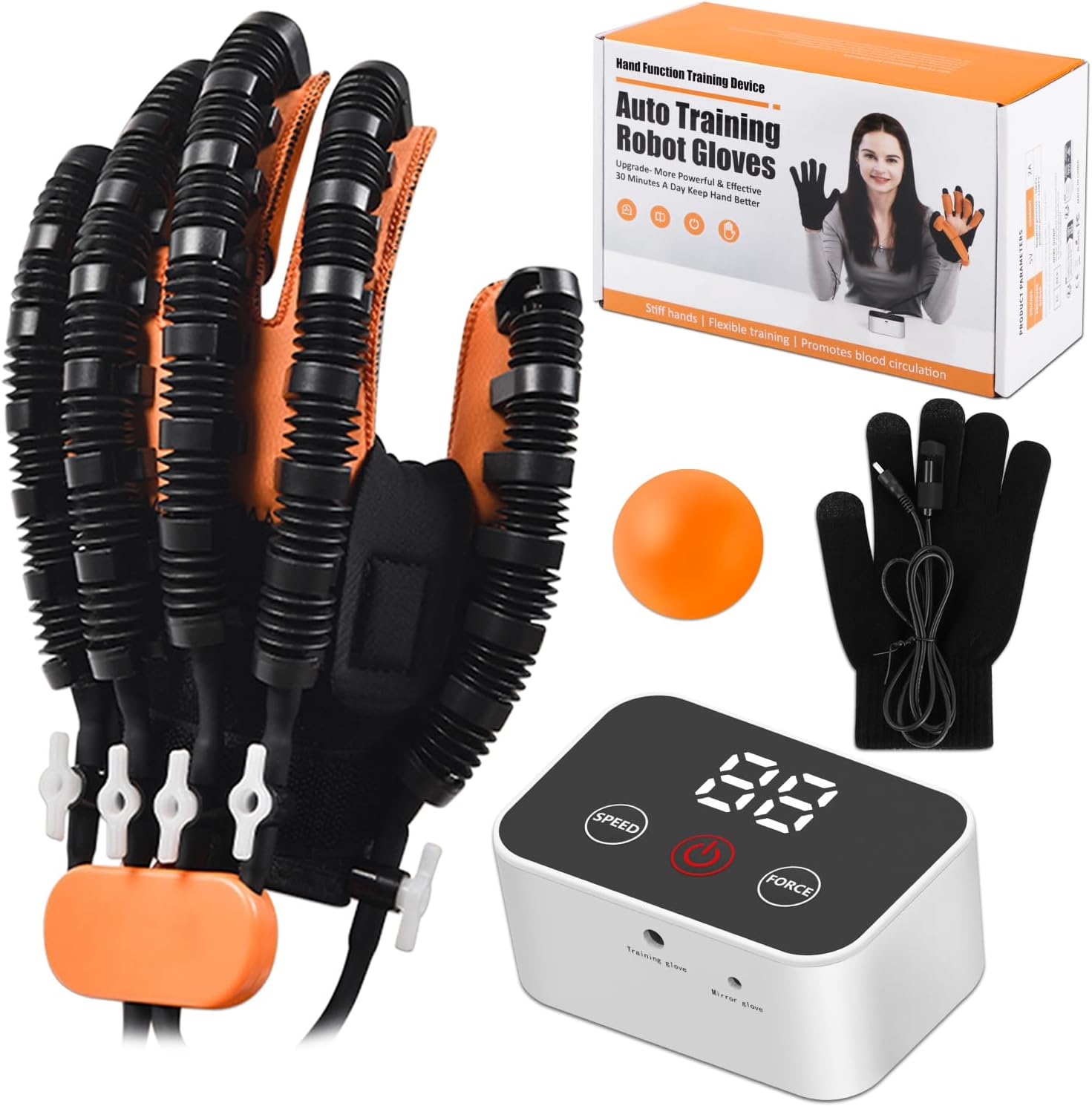 Rehabilitation Robotic Gloves, Portable Hand Therapy Gloves for Stroke, Hand Recovery Glove Equipment, Hand Exerciser for Arthritis, Finger Training, Cerebral Palsy