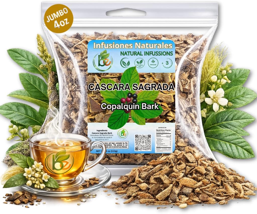 Cáscara Sagrada Loose Tea – 4 oz (113g) Wildcrafted Bark – Rhamnus purshiana | 100% Natural Herbal Tea – Non-GMO, Gluten-Free, Vegan – by Bexpertsusa