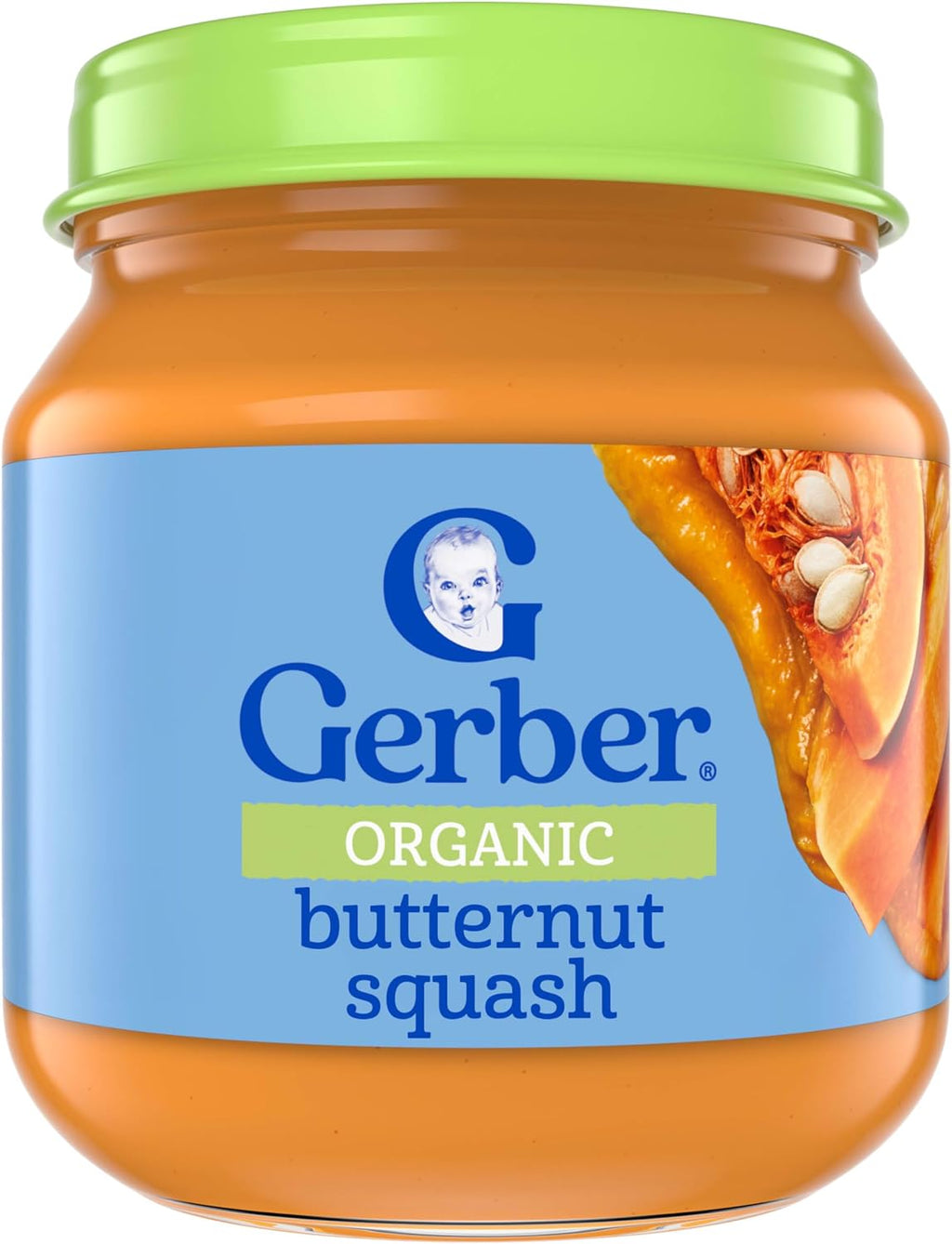 Gerber Stage 1 Baby Food, Organic Butternut Squash Jar, Baby Puree, Non-GMO, Vegetable, Puree Jars Glass, 10-pack