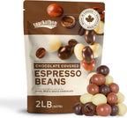 Snackathon Chocolate Covered Espresso Beans, Trio Blend (Dark, Milk & White), 2 Pound Bulk Bag, Chocolate Covered Coffee Beans, Gourmet Candy Snack Pack, Ideal for Coffee Lover Gifts