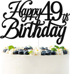 Black Glitter Happy 49th Birthday Cake Topper, Cheers to 49 Years/49 & Fabulous/49 Years Loved & Blessed, Funny 49th Birthday Party Decorations Supplies