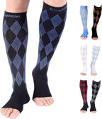Doc Miller Open Toe Compression Socks for Men & Women, 20-30 mmHg Knee High Support, Toeless Design for Daily Leg Comfort, Breathable Nylon Spandex, 1 Pair