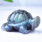 1.8 Inch Labradorite Turtle Crystal Figurines, Hand-Carved Healing Crystal Turtle Divination Decor, Stone Tortoise Memorial Gifts for Women and Men