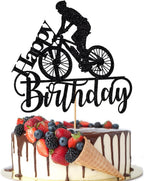Black Flash Bicycle Happy Birthday Cake Topper,Birthday Party Cake Decoration,Sports Themed Party Supplies