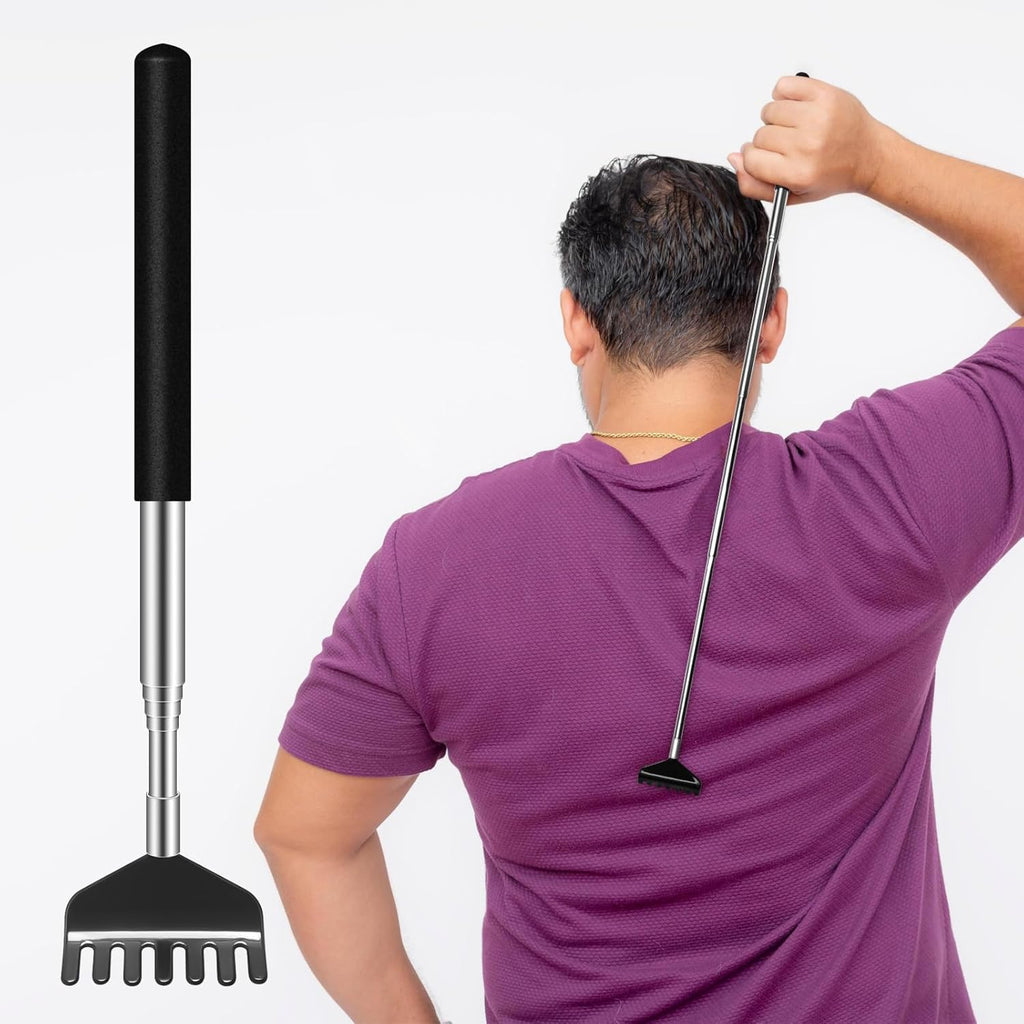 Extendable Back Scratcher for Men and Women Durable Stainless Steel Telescoping Backscratcher, Perfect for Adults Portable, Lightweight, and Multi-Purpose, Black