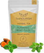 TeaNOURISH Turmeric Mint Tulsi Herbal Tea | Indian Superfoods | Blend of Turmeric, Tulsi & Peppermint | Immune Support | 100% NATURAL INGREDIENTS - 3.53oz/100g
