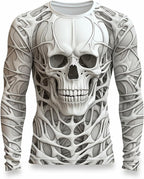 3D Print Skeleton Shirts Men Halloween Costumes Shirts Funny Long Sleeve Graphic Tees Streetwear Casual Tee Tops