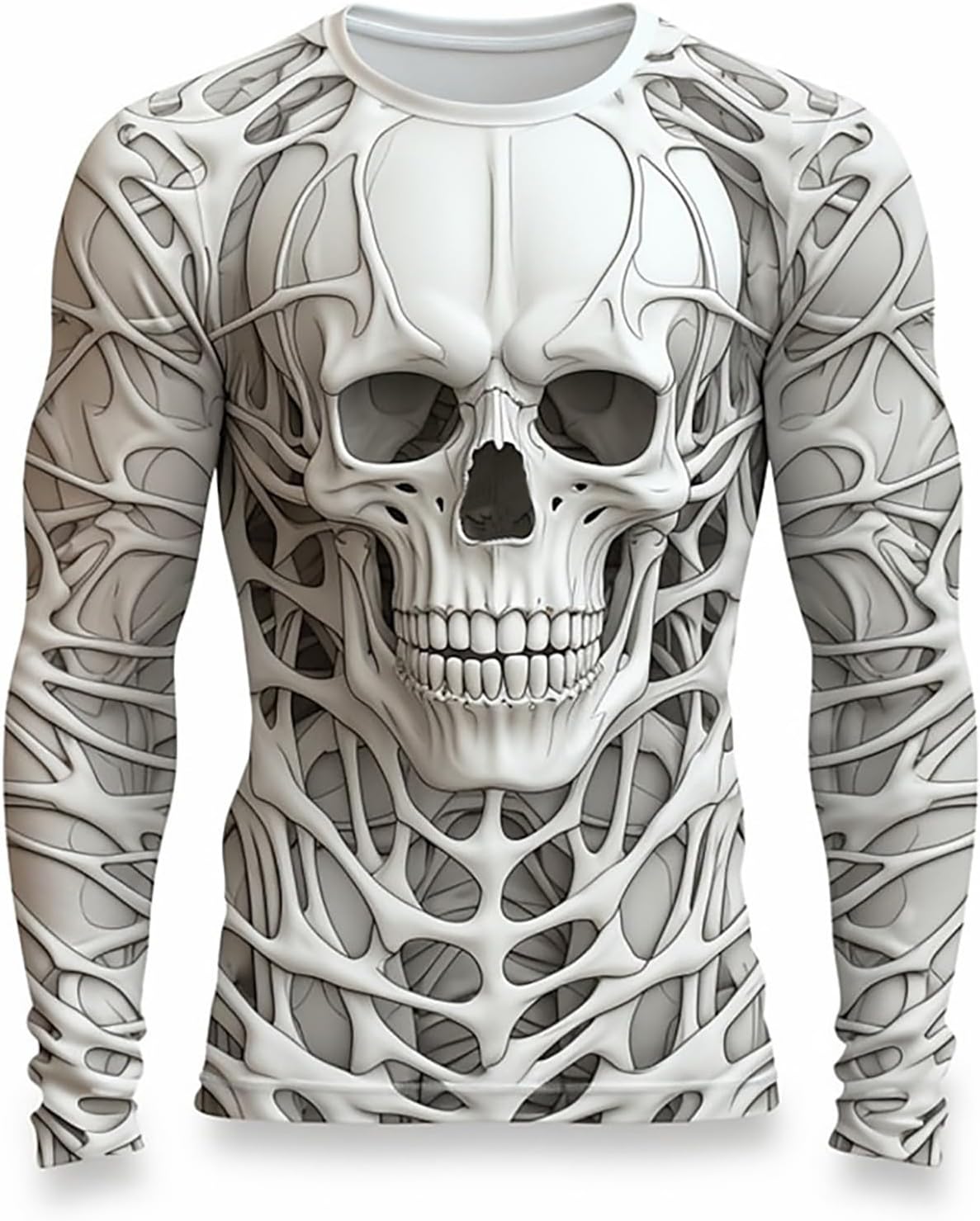 3D Print Skeleton Shirts Men Halloween Costumes Shirts Funny Long Sleeve Graphic Tees Streetwear Casual Tee Tops