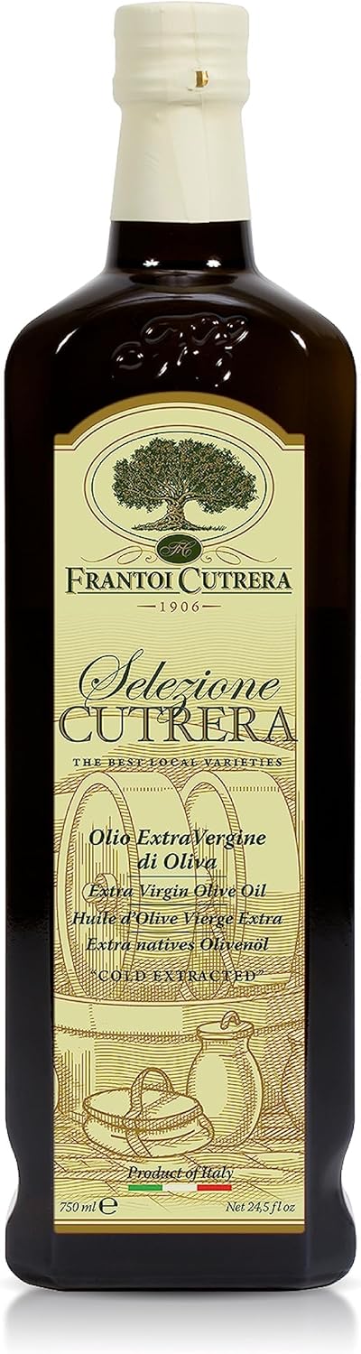 Frantoi Cutrera - Selezione - Extra Virgin Olive Oil from Italy, Sicilian Pure EVOO, Premium 2022/23 Early Harvest First Cold Pressed, Olive Oil High In Polyphenols, 24.5 Fl Oz (Pack of 1)