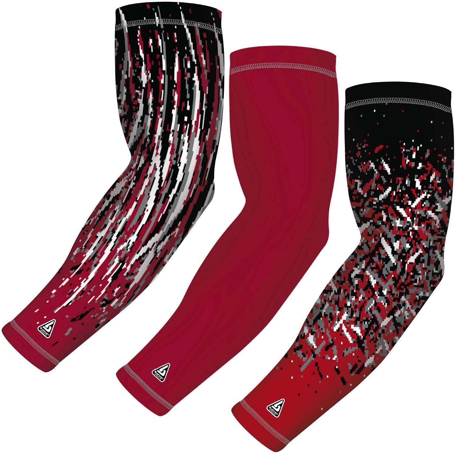 B-Driven Sports Compression Arm Sleeves | UV Arm Sleeves for Men Women & Youth | Sports Sun Protection Circulation | 3 Count