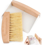 Small Dustpan and Brush Set with Wooden Handle,Mini Metal Crumb Sweeper for Countertops,Desk,Pet Hair,Car,Portable Cleaning Tools for Kitchen,Camping,Sofa (White)