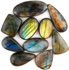 10pcs Wholesale Natural Labradorite Gemstones Cabochon, Bulk Spectrolite Polished Stones, DIY Jewelry Making, Chakra Healing Crystals, Wire Wrapping, Assorted Loose Supply