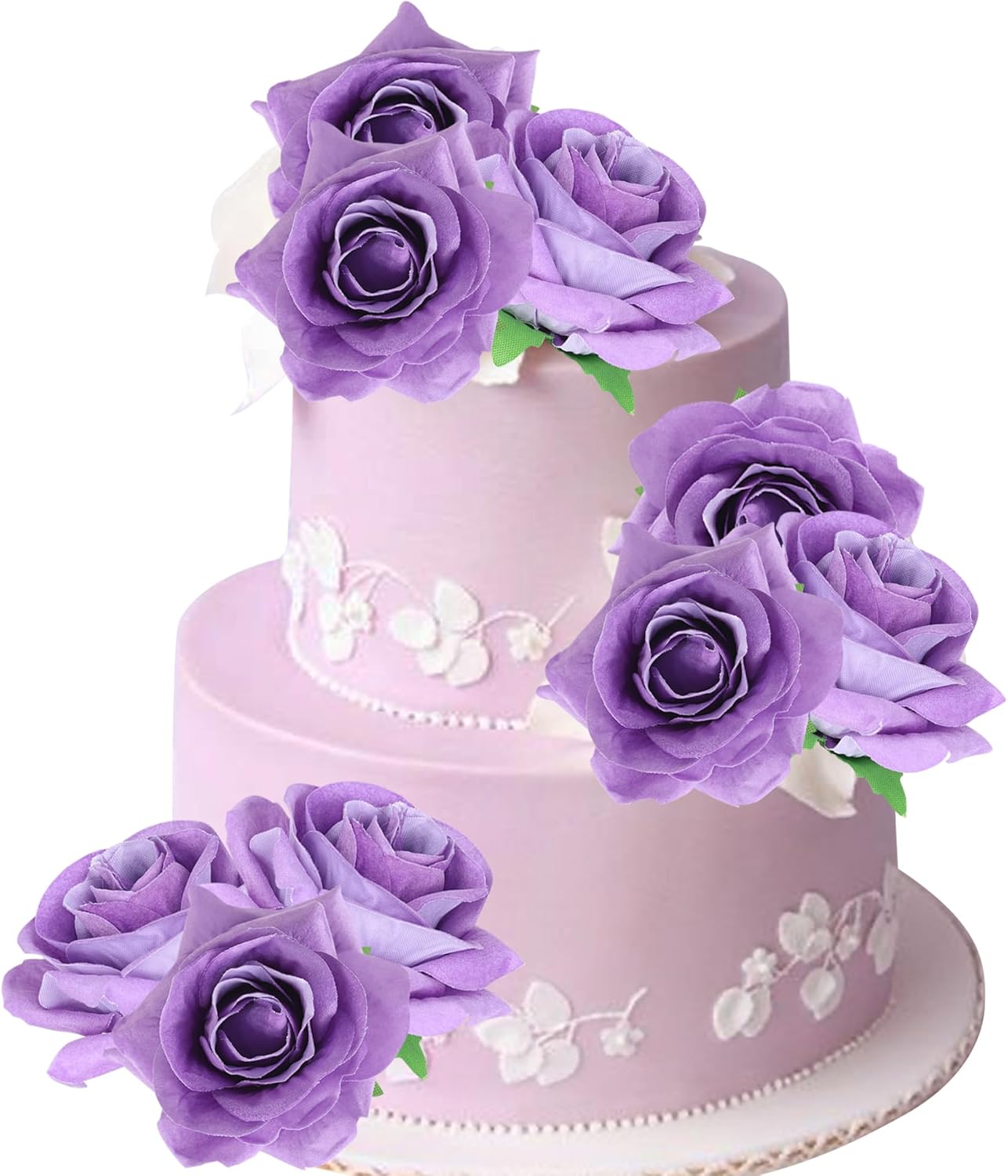 Rsstarxi 9 Pack Artificial Roses Cake Topper DIY Wedding Roses Artificial Flowers Cake Decorations for Bridal Shower Birthday Wedding Anniversary Party Decorations Purple
