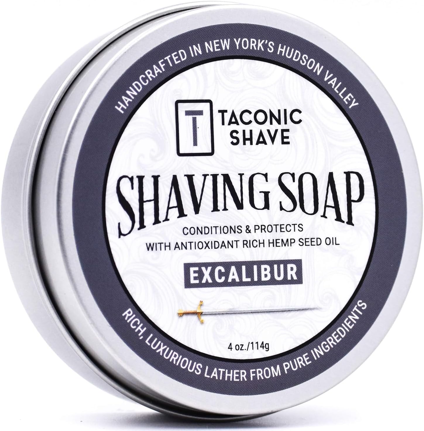 Taconic Shave Excalibur Scent Shaving Soap – Clean Masculine Cologne Aroma – Barbershop Quality Lather Puck with Natural Oils – Smooth Glide – Handmade in USA