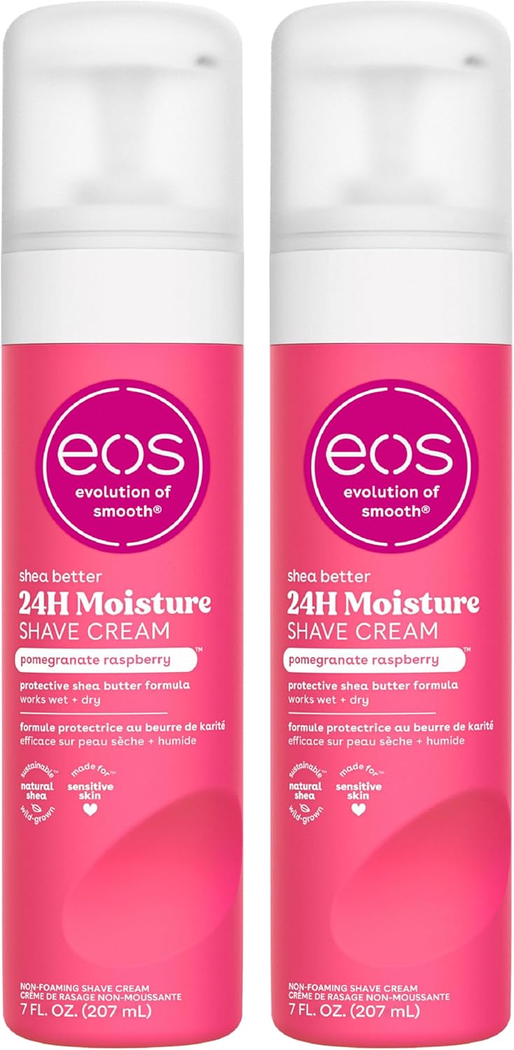 eos Shea Better Shave Cream- Pomegranate Raspberry, Shea Butter, Aloe Vera, Moisturizing, Shaving Cream for Women, eos Shave Cream, 7 fl oz, 2-Pack