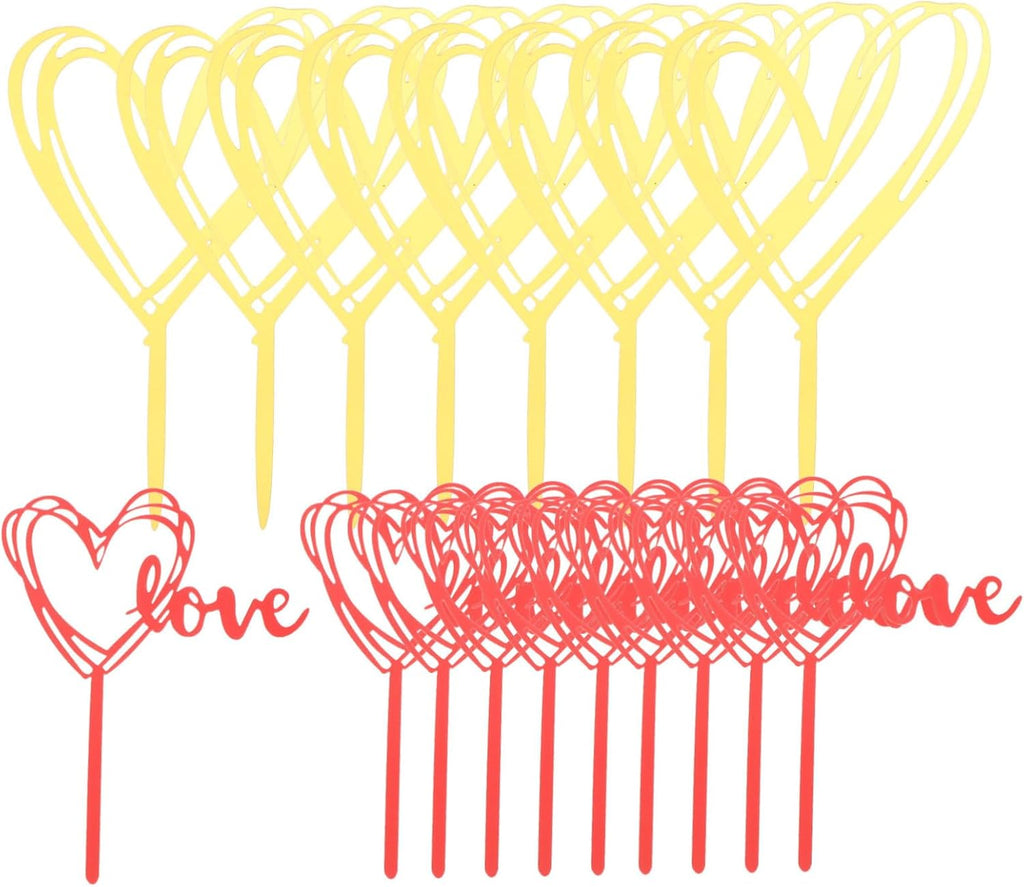 MAGICLULU 40pcs Heart Cake Toppers Mirror Finish Love Heart Cupcake Decor for Valentine's Day Weddings Birthdays Creative Cake Picks for Romantic Celebrations