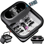 OOAMBB Collapsible Foot Spa with Heat, Bubble and Temp Control, Remote, Foot Bath Massager with XL Touch Screen and Massage Rollers, Foot Soaking Tub, Pedicure Foot spa for Stress Relief (Black)