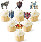 36Pcs Medieval Cupcake Toppers Medieval Knights Soldier Party Decorations Men Boys Happy Birthday Party Decor Supplies