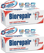 Biorepair: Fast Sensitive Repair Toothpaste with microRepair, New Formula - 2.5 Fluid Ounce (75ml) Tubes (Pack of 2) [ Italian Import ]