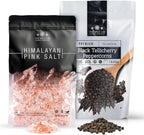 The Spice Lab Pink Himalayan Salt and Pepper Combination Gift Pack (Coarse Salt + Peppercorn Bags)
