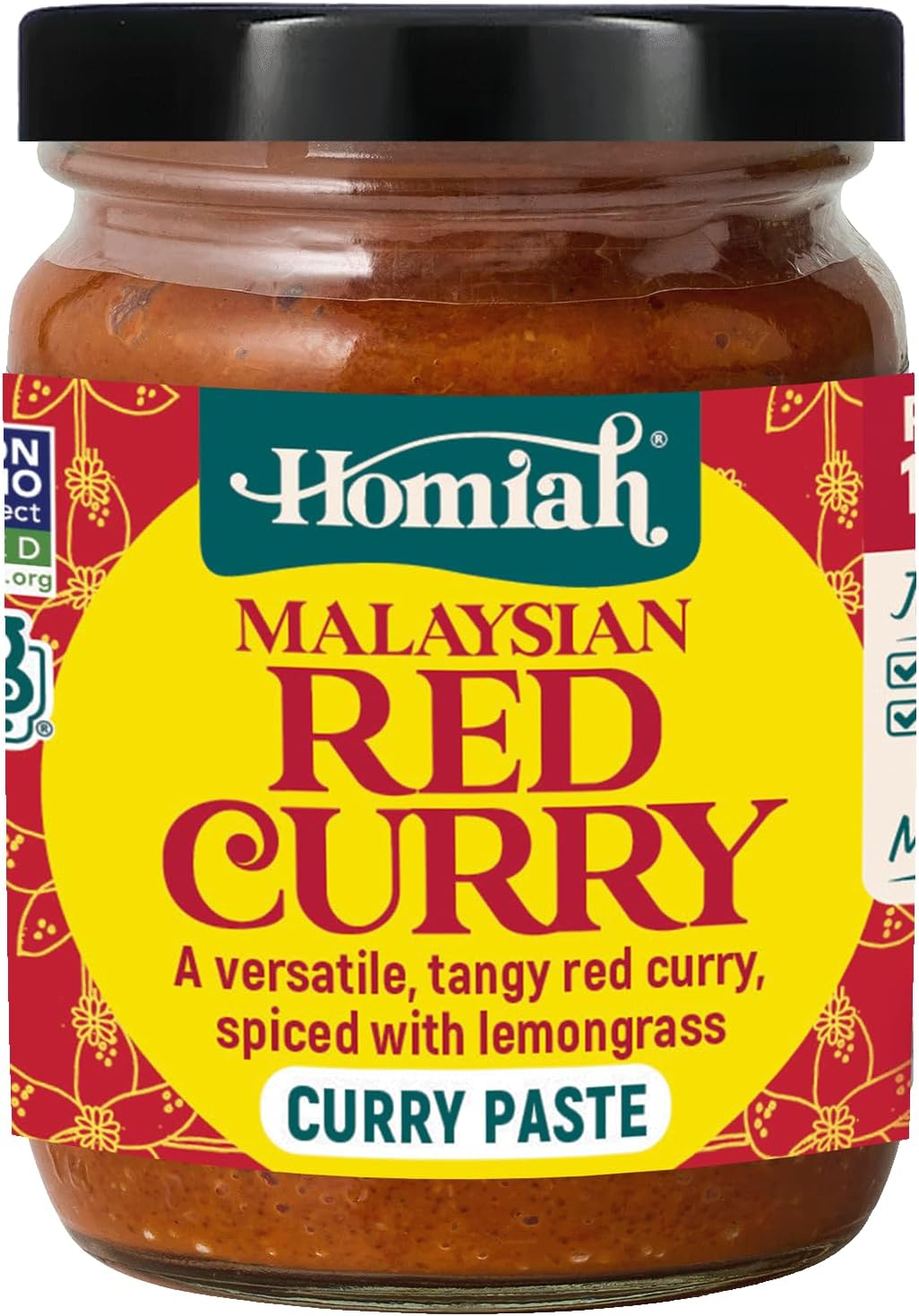 Homiah Red Curry Paste, 4 Oz – Vegan, Gluten-Free, Non-GMO Malaysian Curry Paste, Thai Essentials for Kitchen – Premium Red Thai Paste for Authentic Asian Dishes (1 Jar)