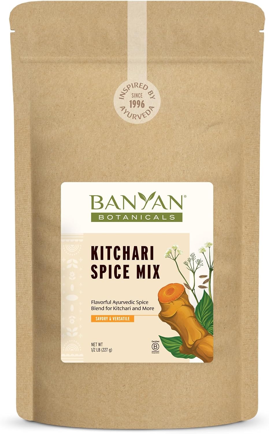 Banyan Botanicals Organic Kitchari Spice Mix – Savory Ayurvedic Seasoning for Detox, Cleansing & Gut Health – Digestive Support Blend with Turmeric, Cumin & Ginger – 10.5 oz – USDA Organic