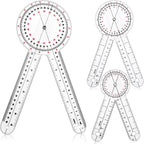 Zonon 3 Pcs Goniometer Transparent Orthopedic Angle Ruler Plastic 360 Degree Clear Goniometer Protractor Physical Therapy for Measurement Tool Angle Ruler Sports Training (6/8/12 Inch)
